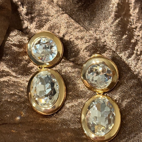 Gold and Silver Crystal Drop Earrings - Picture 3 of 6